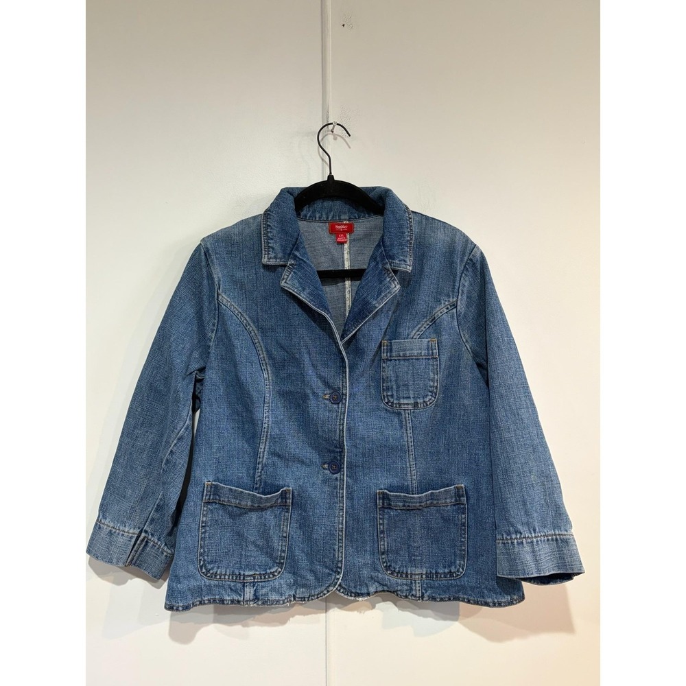 VTG Mossimo Jacket Womens XXL Blue Denim Blazer‎ Button Front Pockets Y2K